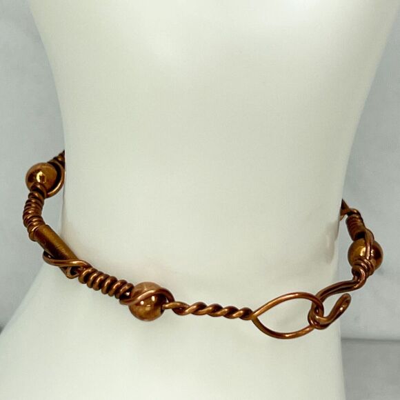 Beaded Wire Wrapped Gold Tone Bracelet - Picture 4 of 6